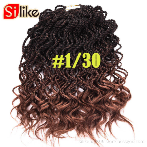 Wholesale Price 14" Curly Senegalese Twist 7 colors Crochet Hair Synthetic  Crochet Braids Pre-Twisted Flashy Curly End